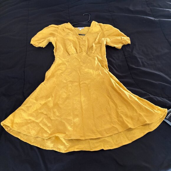 NWOT Linen A-Line Dress - Size S/M, Yellow - Picture 1 of 14